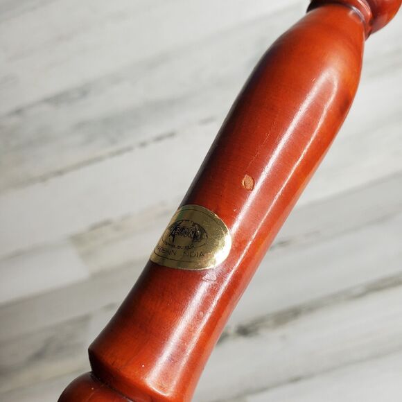 Vintage Etched Brass Hand Bell Wood Handle India - School, Teacher, Call Service - Picture 10 of 12